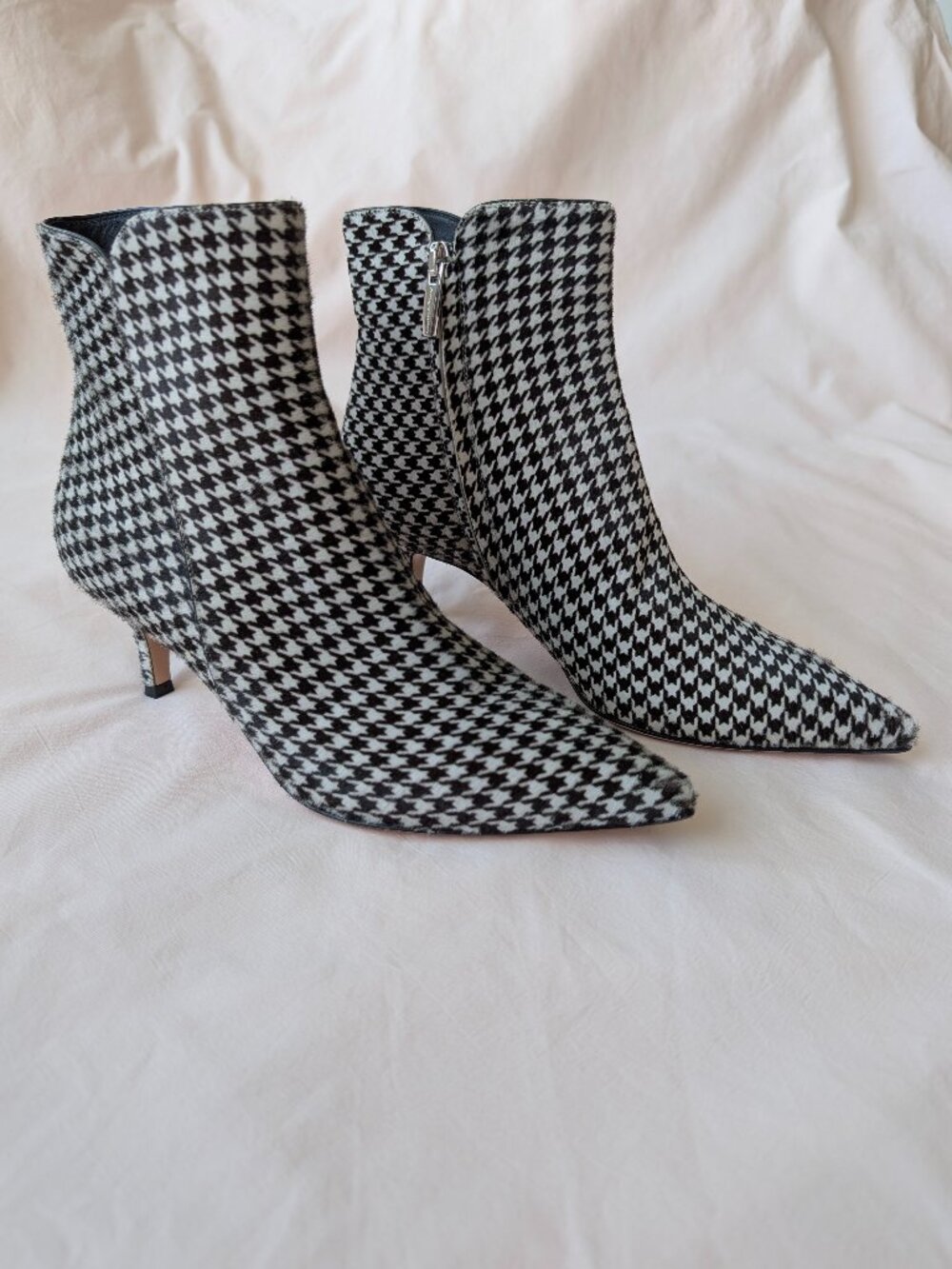 GIANVITO ROSSI Houndstooth Pony Hair Bootie | EU 36.5/US 6.5